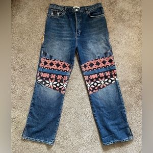 Blue jeans with corduroy patchwork ❤️